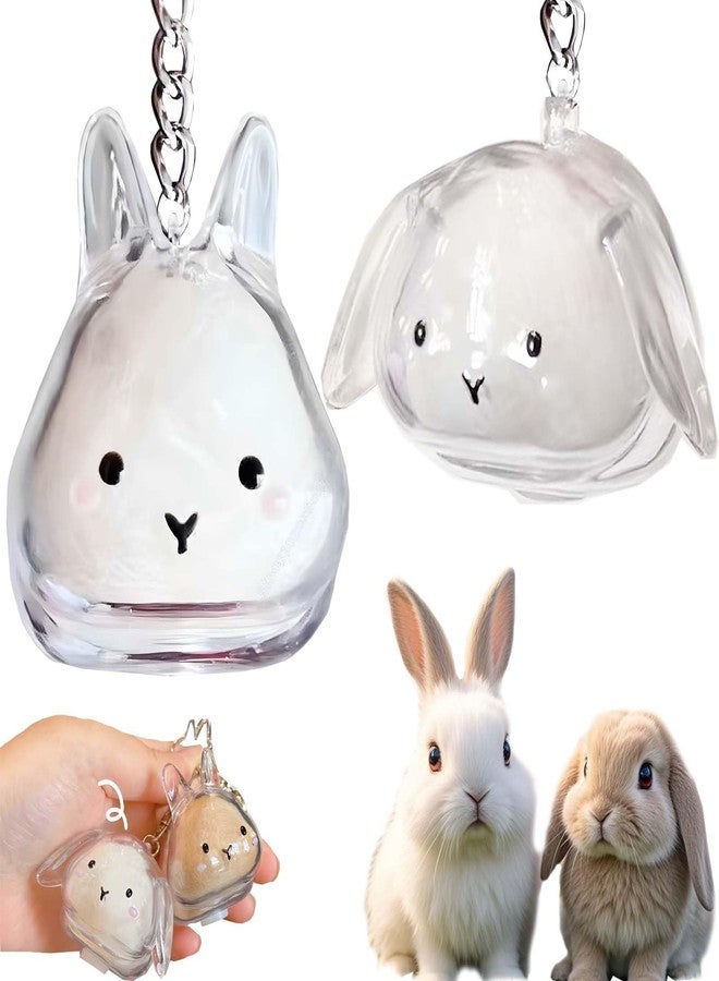 Roioiow 2-Piece Pet Fur Keepsake Keychain - Transparent Bunny-Shaped Charm for Cats Dogs, Memory Capsule Pendant, Pet Loss Memorial Gift and Accessory - Image 1
